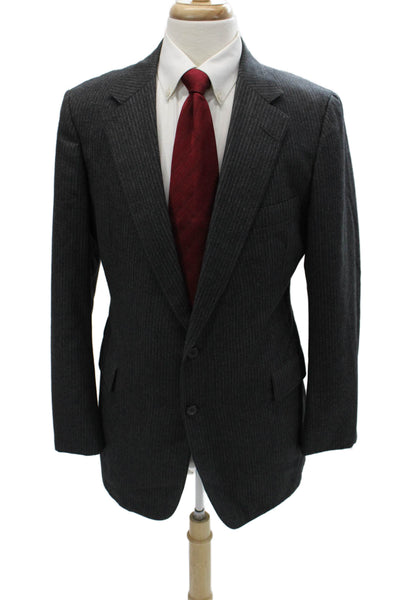 Nordstrom Mens Striped Dark Gray Wool Blend Suit Jacket Button Size 38