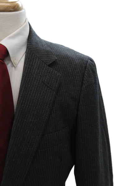 Nordstrom Mens Striped Dark Gray Wool Blend Suit Jacket Button Size 38