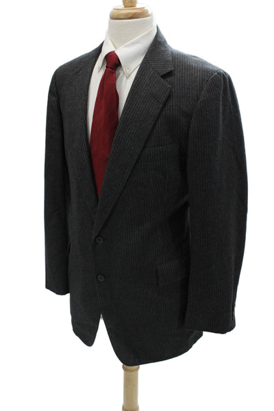 Nordstrom Mens Striped Dark Gray Wool Blend Suit Jacket Button Size 38