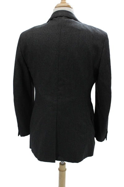 Nordstrom Mens Striped Dark Gray Wool Blend Suit Jacket Button Size 38