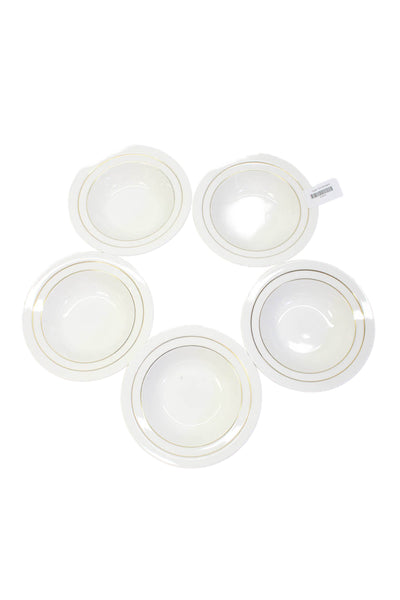 Sasaki by Vignelli White Porcelain Gold Accent Saturn Cereal Bowls Set of 5
