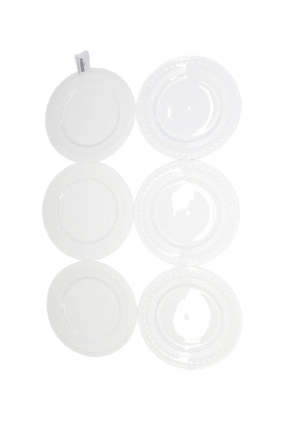 Maison Nueve White Porcelain Embossed Bead Salad Plates Set of 6