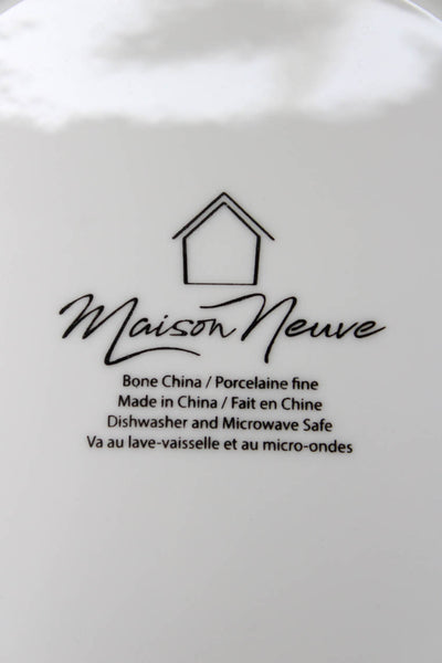 Maison Nueve White Porcelain Embossed Bead Salad Plates Set of 6