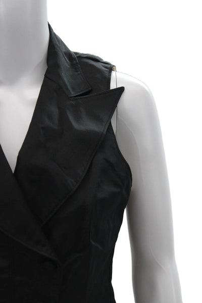 Ralph Lauren Women Black Silk Collared Sleeveless Vest Size 8
