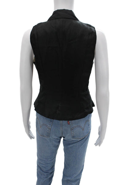 Ralph Lauren Women Black Silk Collared Sleeveless Vest Size 8