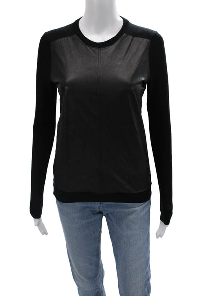 Theory Unisex Black 100% Wool Crew Neck Long Sleeve Pullover Sweater Size PP