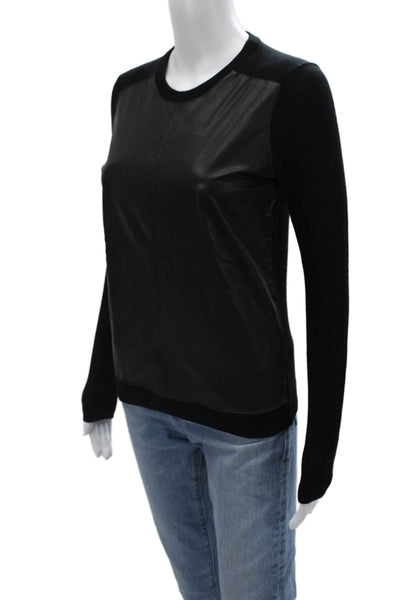 Theory Unisex Black 100% Wool Crew Neck Long Sleeve Pullover Sweater Size PP