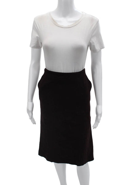 Tara Jarmon Womens Black Pencil Skirt Midi Wool Size S
