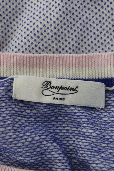 Bonpoint Womens Ringer T-Shirt Blue Polka Dot College Size XL