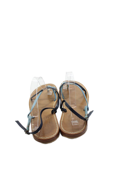 Cuccurullo Moda Capri Womens Bi Color Ankle Strap Sandals Blue Leather Size 44