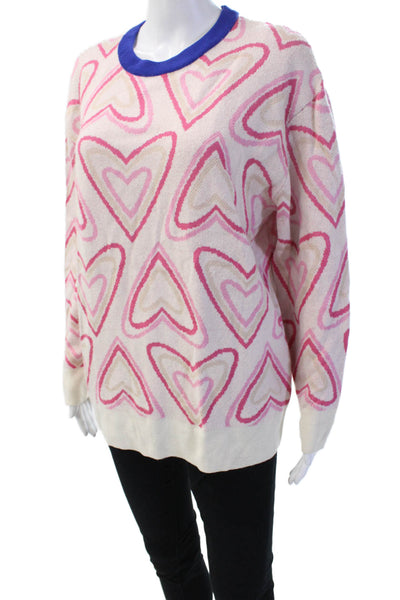 Splendid Unisex Pullover Heart Graphic Crew Neck Sweater Beige Size M