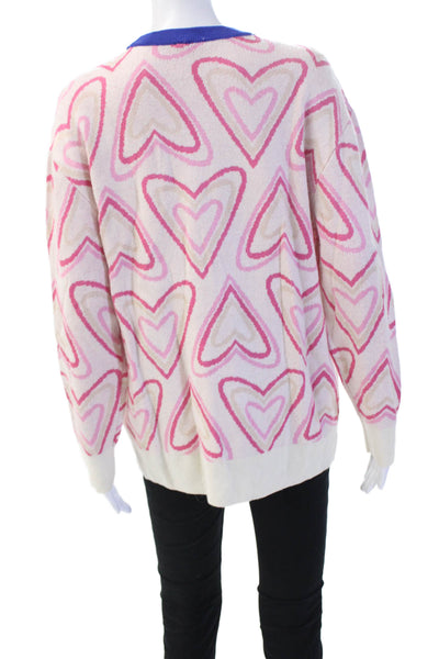 Splendid Unisex Pullover Heart Graphic Crew Neck Sweater Beige Size M