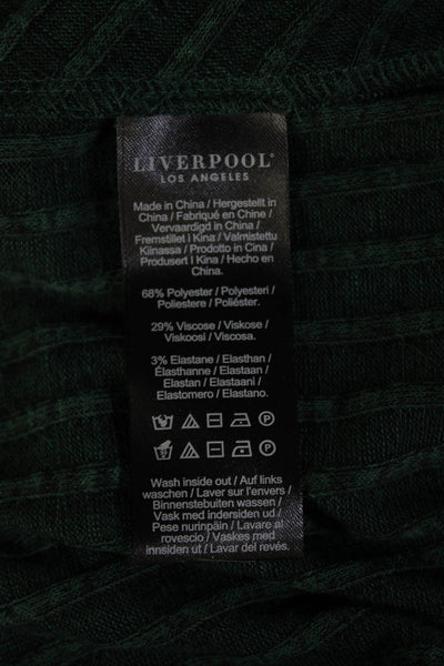 Liverpool Los Angeles Women Green Striped Mock Neck Sleeveless Tunic Size M