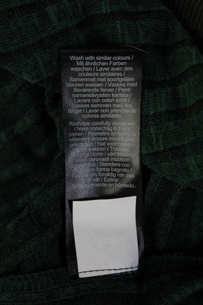 Liverpool Los Angeles Women Green Striped Mock Neck Sleeveless Tunic Size M
