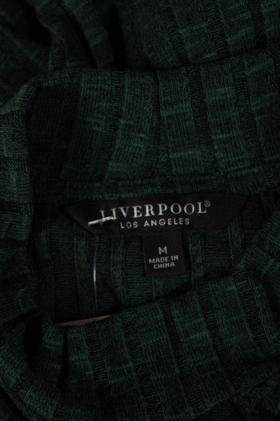 Liverpool Los Angeles Women Green Striped Mock Neck Sleeveless Tunic Size M