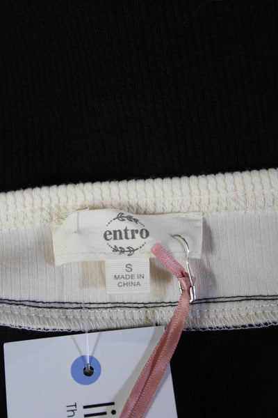 Entro Women Sleeveless Tunic Top Black Round Neck Polyester Spandex Size S