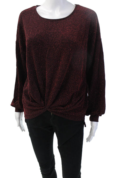 Karen Kane Women Black 80s Polyester Blend Round Neck Long Sleeve Blouse Size S