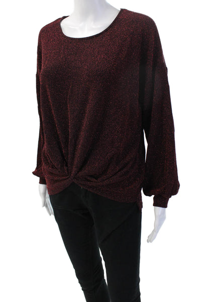 Karen Kane Women Black 80s Polyester Blend Round Neck Long Sleeve Blouse Size S
