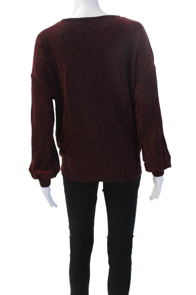 Karen Kane Women Black 80s Polyester Blend Round Neck Long Sleeve Blouse Size S