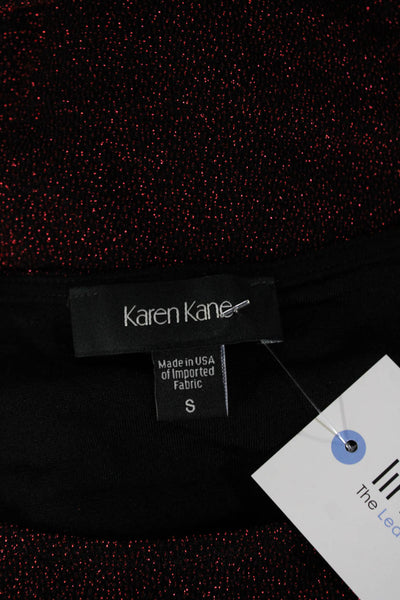 Karen Kane Women Black 80s Polyester Blend Round Neck Long Sleeve Blouse Size S