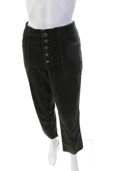 KUT from the Kloth Womens Ankle Cropped Pants Green Button Closure Size 10