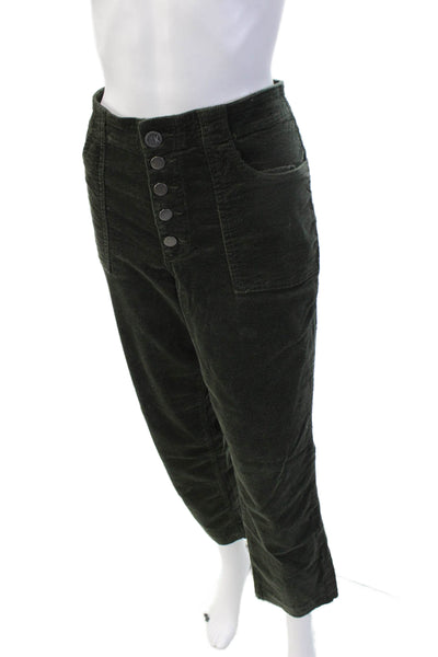 KUT from the Kloth Womens Ankle Cropped Pants Green Button Closure Size 10