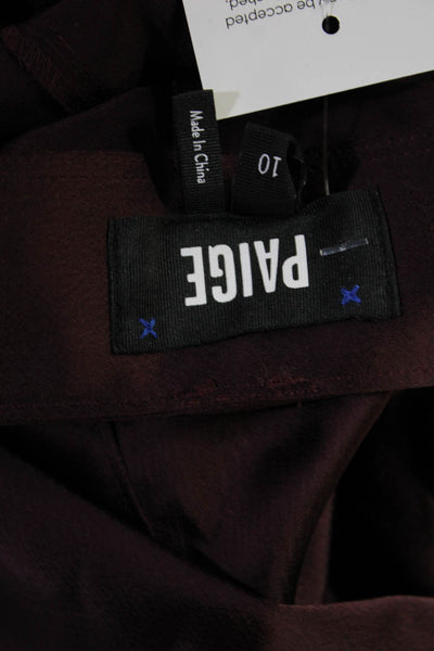 Paige Womens Dress Pants Brown Polyester Hook & Eye Solid Fall Size 10