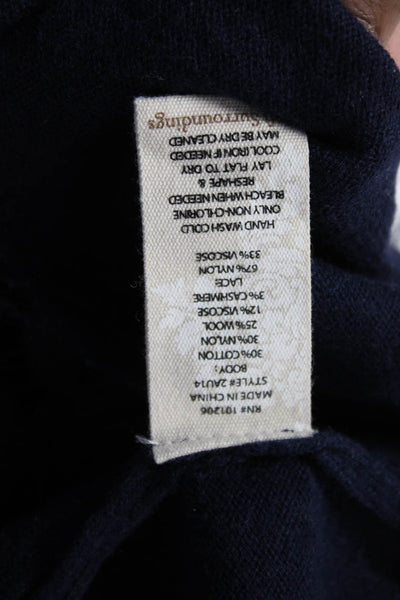 Soft Surroundings Women Dark Blue Tunic Blouse Long Sleeve Round Neck Size L