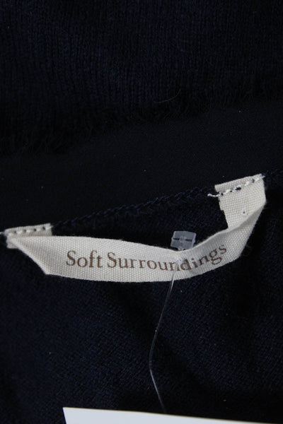 Soft Surroundings Women Dark Blue Tunic Blouse Long Sleeve Round Neck Size L