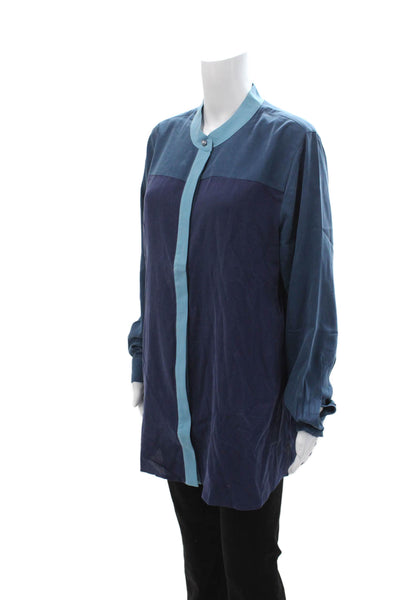 Soft Surroundings Women Tunic Blouse Dark Blue Mock Neck Long Sleeve Size XL