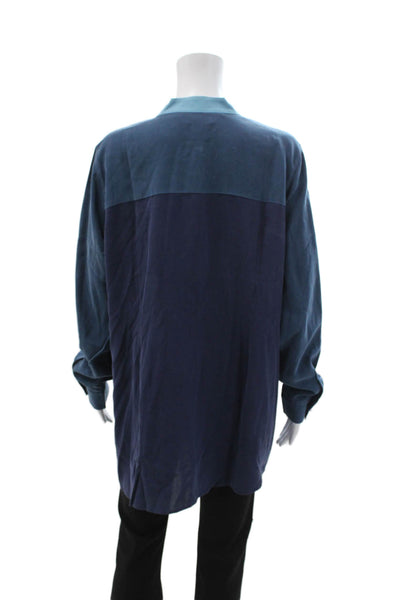 Soft Surroundings Women Tunic Blouse Dark Blue Mock Neck Long Sleeve Size XL