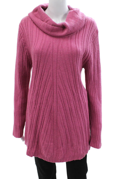 Soft Surroundings Women Pullover Pink Striped Turtleneck Long Sleeve Size XL