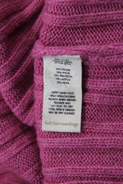 Soft Surroundings Women Pullover Pink Striped Turtleneck Long Sleeve Size XL