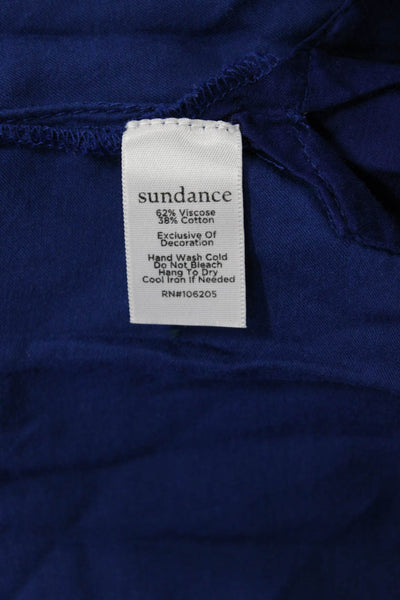 Sundance Womens Dark Blue Bohemian Tunic Blouse Long Sleeve Round Neck Size L