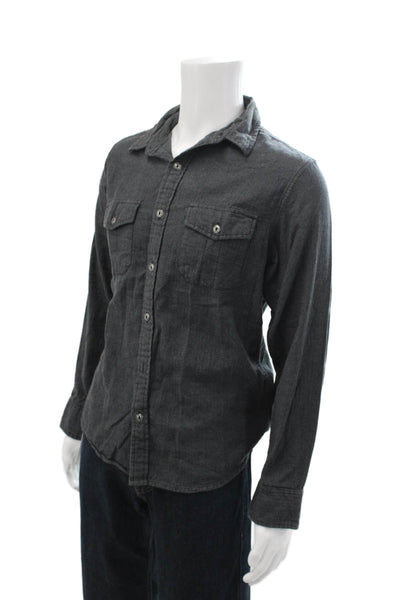 Hawks Mens Point Collar Herringbone Button-Up Dark Gray Long Sleeve Size M
