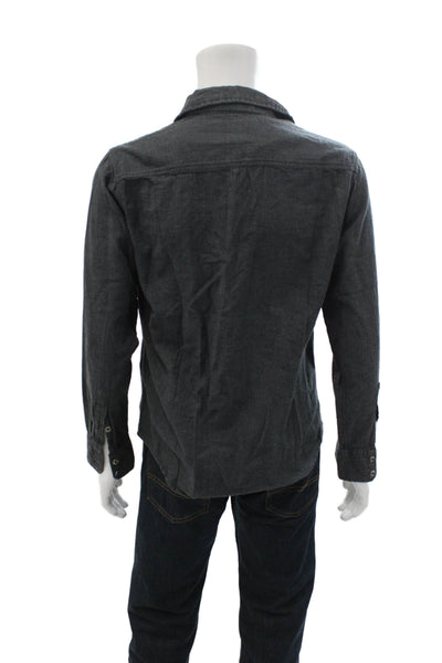 Hawks Mens Point Collar Herringbone Button-Up Dark Gray Long Sleeve Size M
