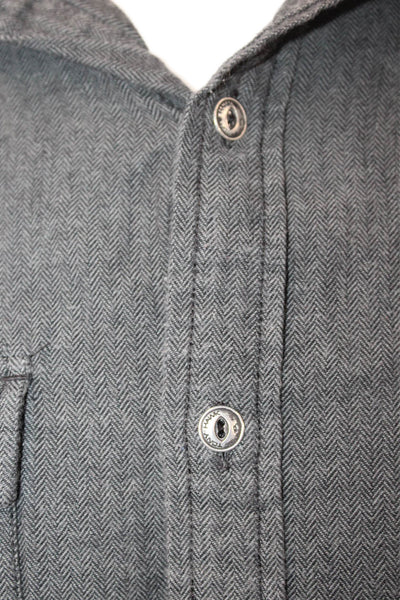 Hawks Mens Point Collar Herringbone Button-Up Dark Gray Long Sleeve Size M