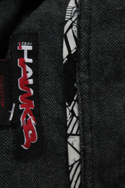 Hawks Mens Point Collar Herringbone Button-Up Dark Gray Long Sleeve Size M