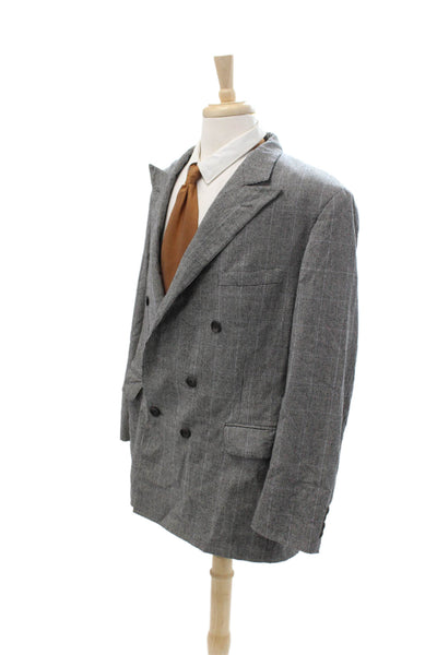 Nordstrom Mens Virgin Wool Check Suit Jacket Gray Size 40