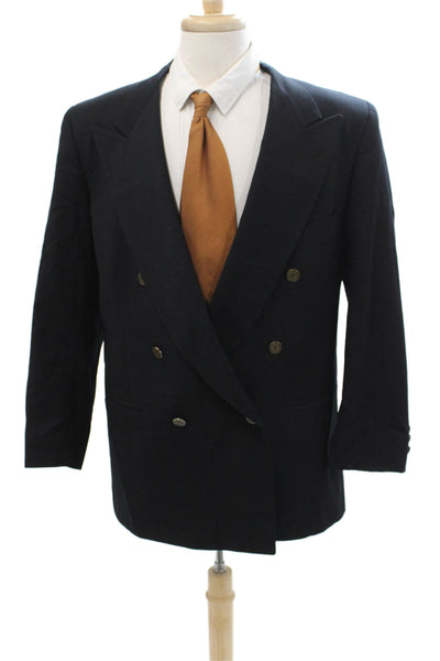 Nino Cerruti Mens Dark Blue 100% Wool Blazer Collared Button Size 42
