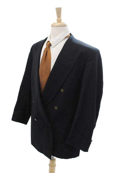 Nino Cerruti Mens Dark Blue 100% Wool Blazer Collared Button Size 42