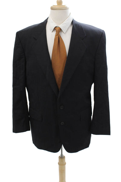 Vito Ruffolo Mens 2 Piece Dark Blue Wool Striped Suit Jacket Size 50