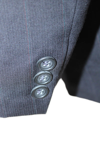 Vito Ruffolo Mens 2 Piece Dark Blue Wool Striped Suit Jacket Size 50