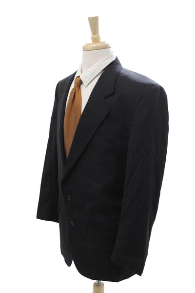 Vito Ruffolo Mens 2 Piece Dark Blue Wool Striped Suit Jacket Size 50