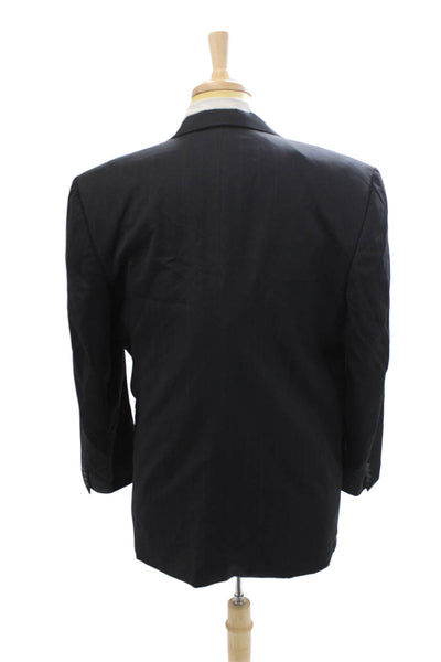 Vito Ruffolo Mens 2 Piece Dark Blue Wool Striped Suit Jacket Size 50