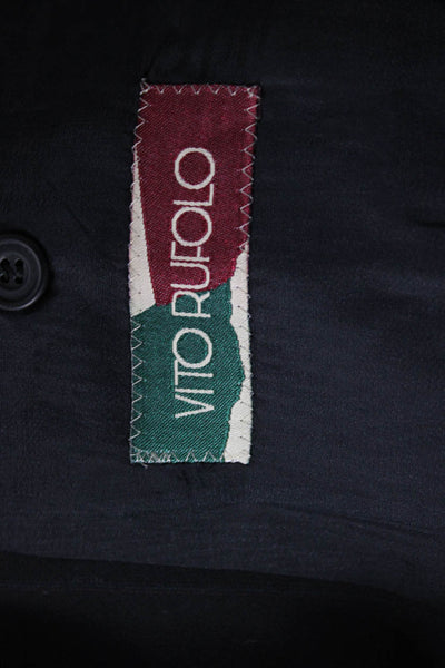 Vito Ruffolo Mens 2 Piece Dark Blue Wool Striped Suit Jacket Size 50