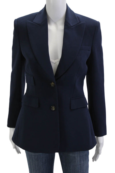 Altuzarra Unisex Dark Blue Collared Button Blazer Long Sleeve Size 36