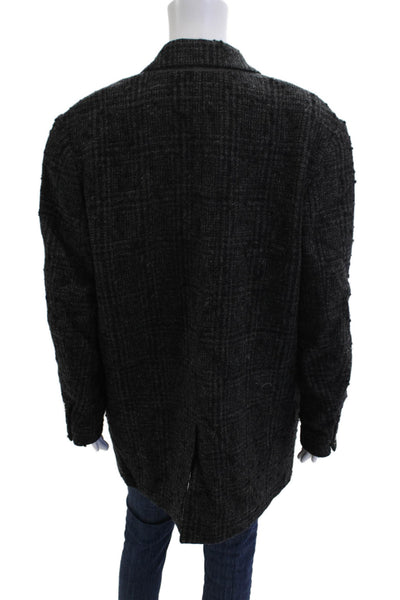 Isabel Marant Etoile Womens Dark Gray Check Wool Overcoat Button Size 40