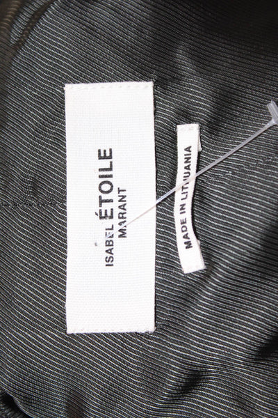 Isabel Marant Etoile Womens Dark Gray Check Wool Overcoat Button Size 40