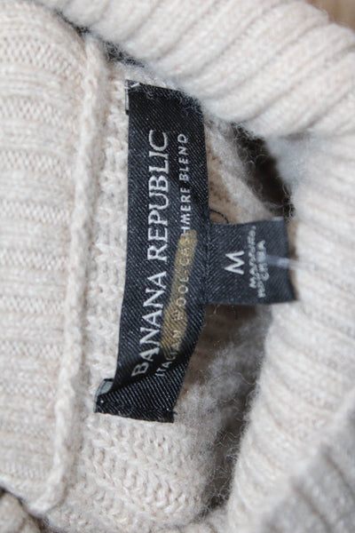 Banana Republic Unisex Pullover Turtleneck Striped Italian Wool Cashmere Size M